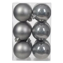 Confezione di 12 palline di Natale (D60 mm) Alpine Grigo marmo