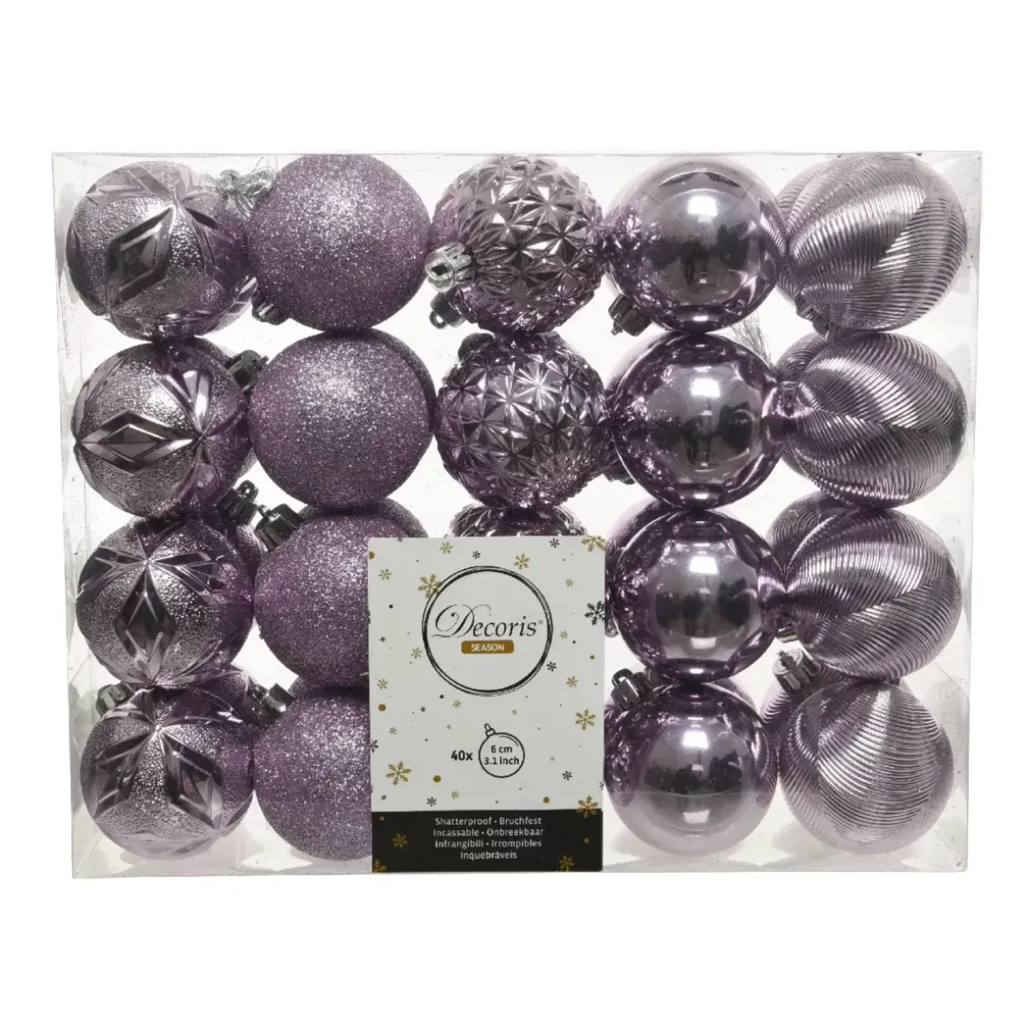 Confezione di 40 palline di Natale (D60 mm) Cyriane Lilla
