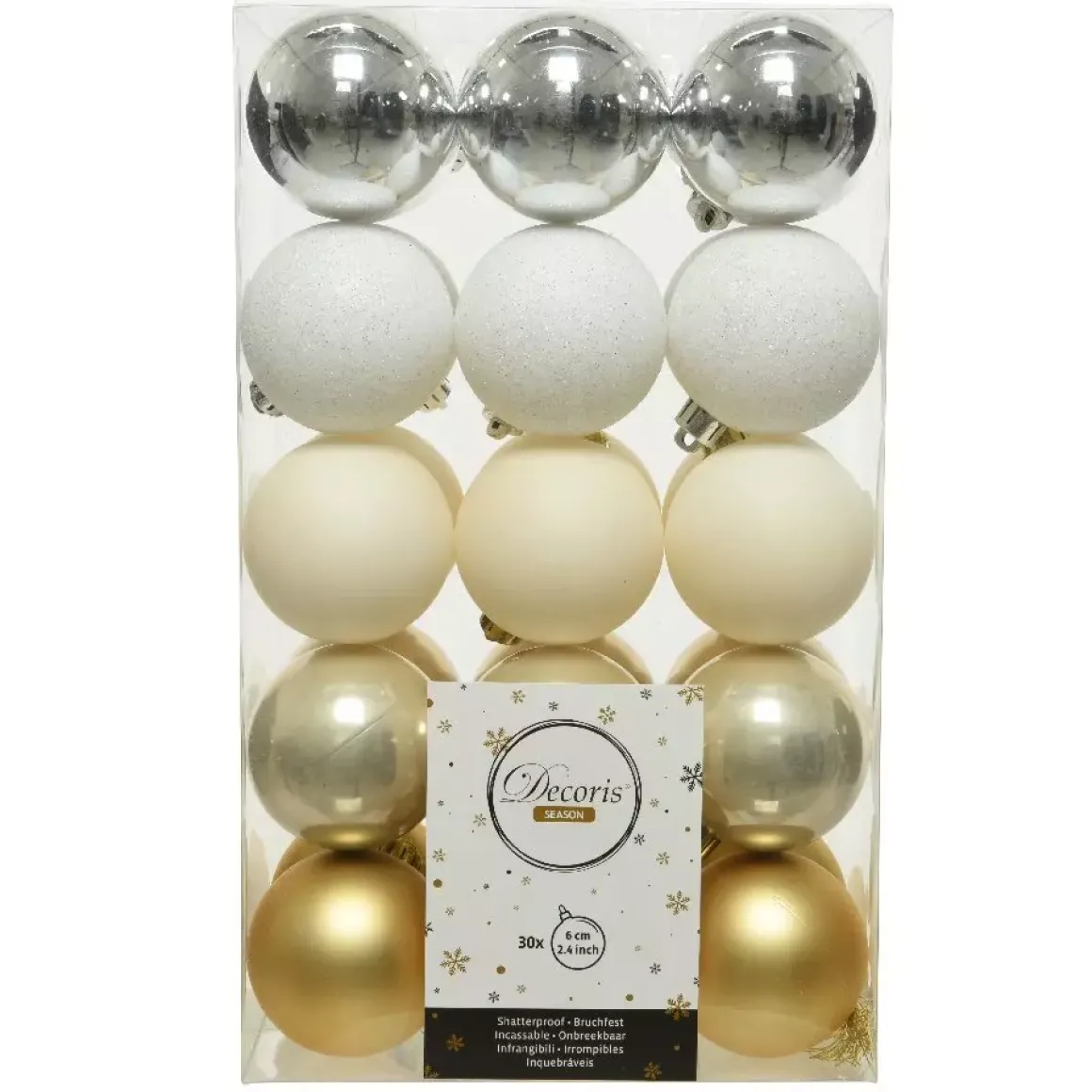 Confezione di 30 palline di Natale (D60 mm) Alpine multi Bianco
