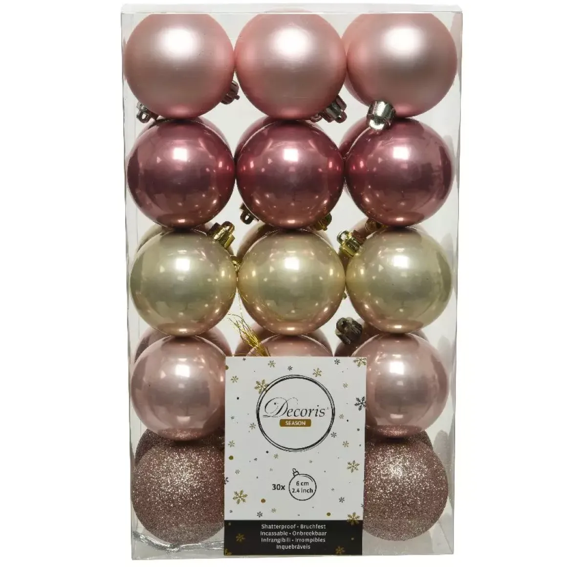 Confezione di 30 palline di Natale (D60 mm) Alpine multi Rosa cipria