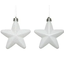 Confezione di 6 stelle di Natale da appendere con clip Bianco