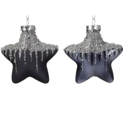 Confezione di 2 stelle di Natale in vetro Arctique Nero