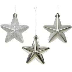 Confezione di 6 stelle di Natale da appendere con clip Argento