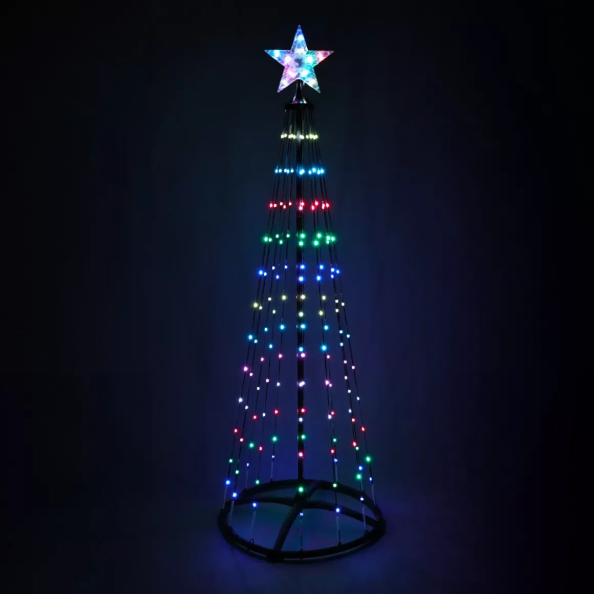 Cono Luminoso Digitale 370 Micro Led (H210 cm) Scintillante Nero e Multicolore