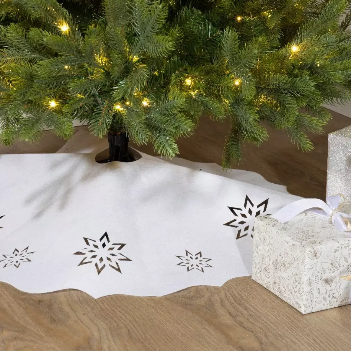 copri base albero di raso Bianco