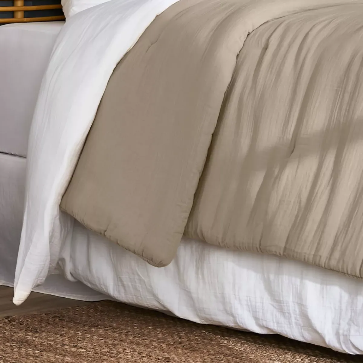 Clearance Copriletto trapuntato garza di cotone Gaïa Marrone Copriletti, Trapuntine E Runner Letto