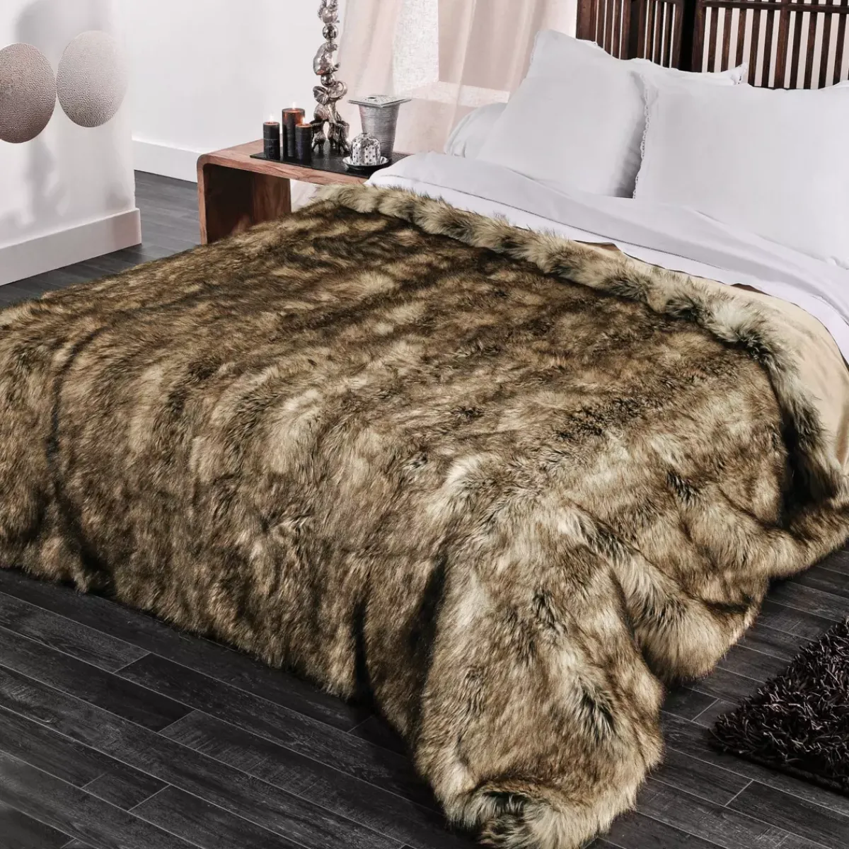 Hot Copriletto (150 x 200 cm) Ecopelliccia Grizzly Copriletti, Trapuntine E Runner Letto
