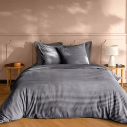 Outlet Copripiumino e due federe in flanella Veloutea Grigio Copripiumini|Completi Letto