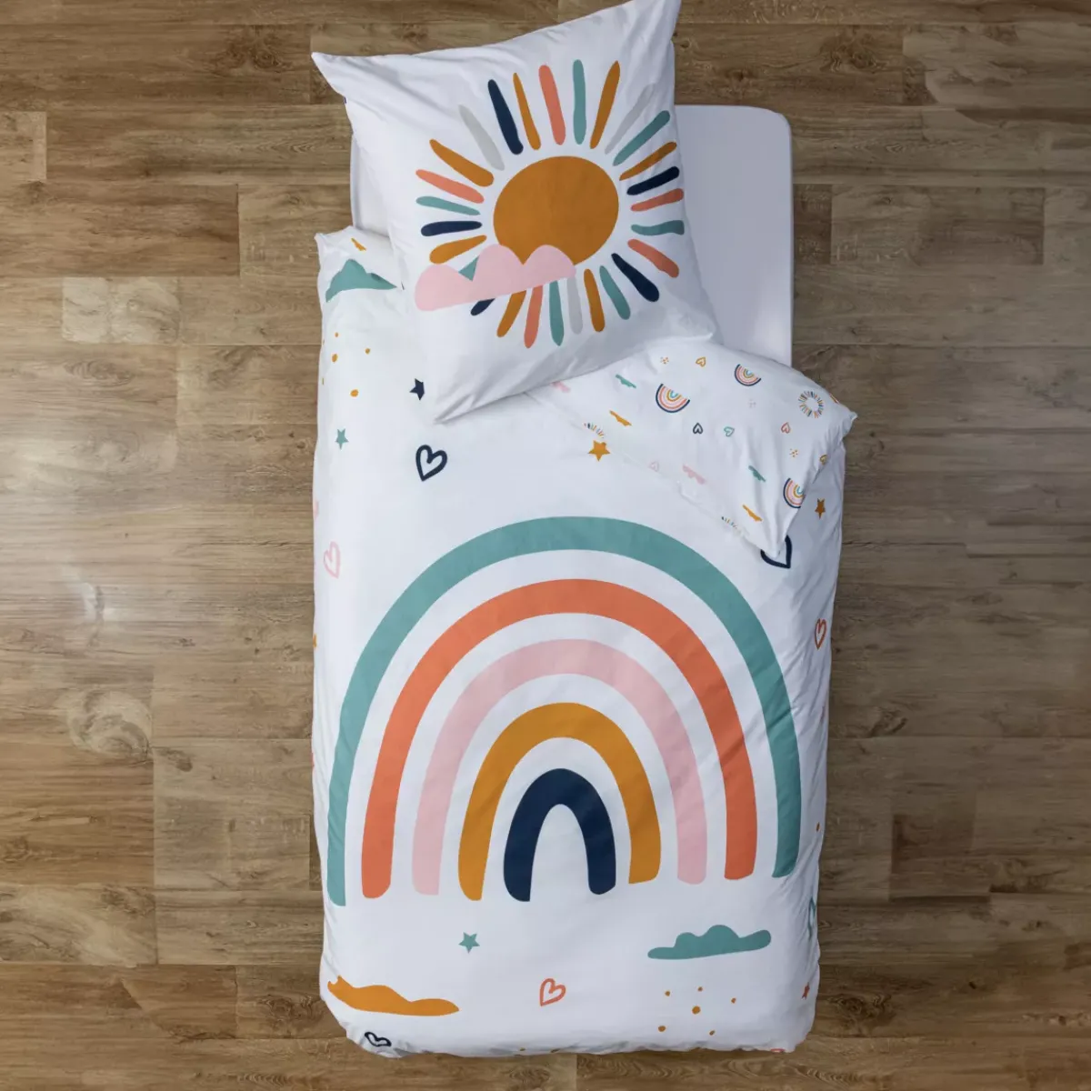 New Copripiumino e 1 federa cotone bambini (140 x 200 cm) Arcobaleno Biancheria Da Letto Bambini