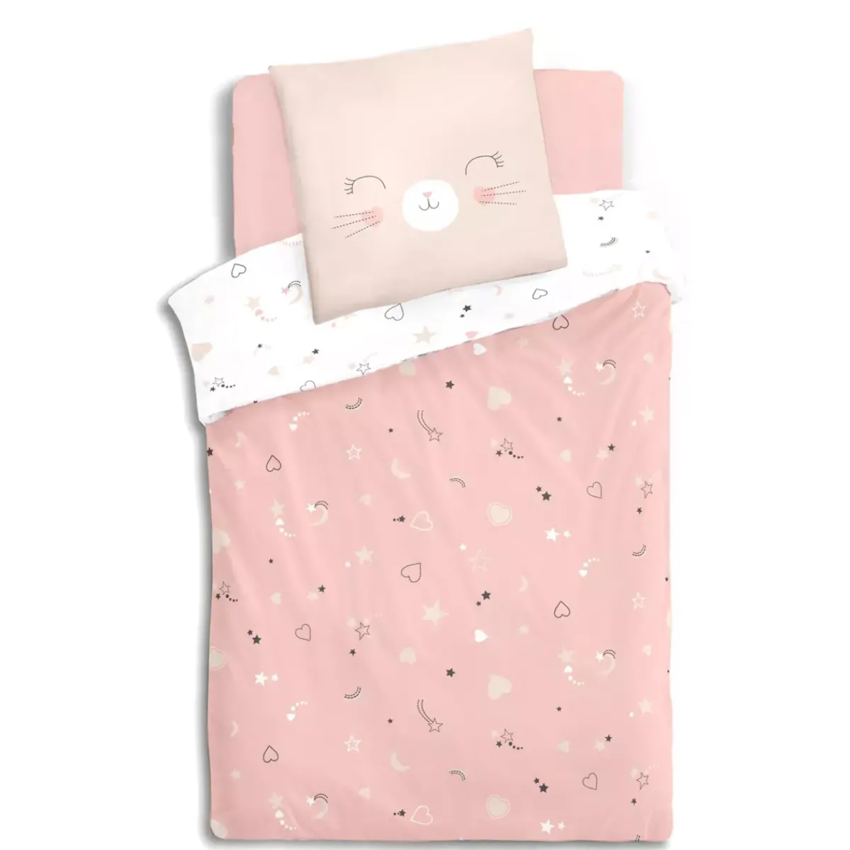 Copripiumino e una federa cotone (140 x 200 cm) Gatto Biancheria Da Letto Bambini