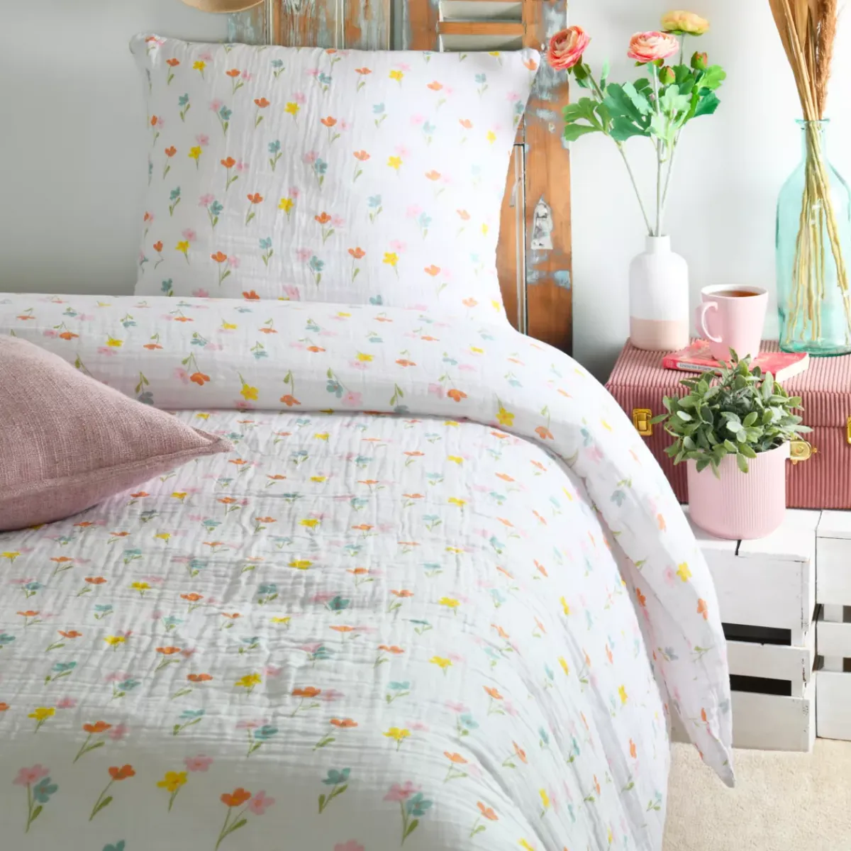 Online Copripiumino e una federa in doppio cotone (140 x 200 cm) Heloise Copripiumini|Completi Letto