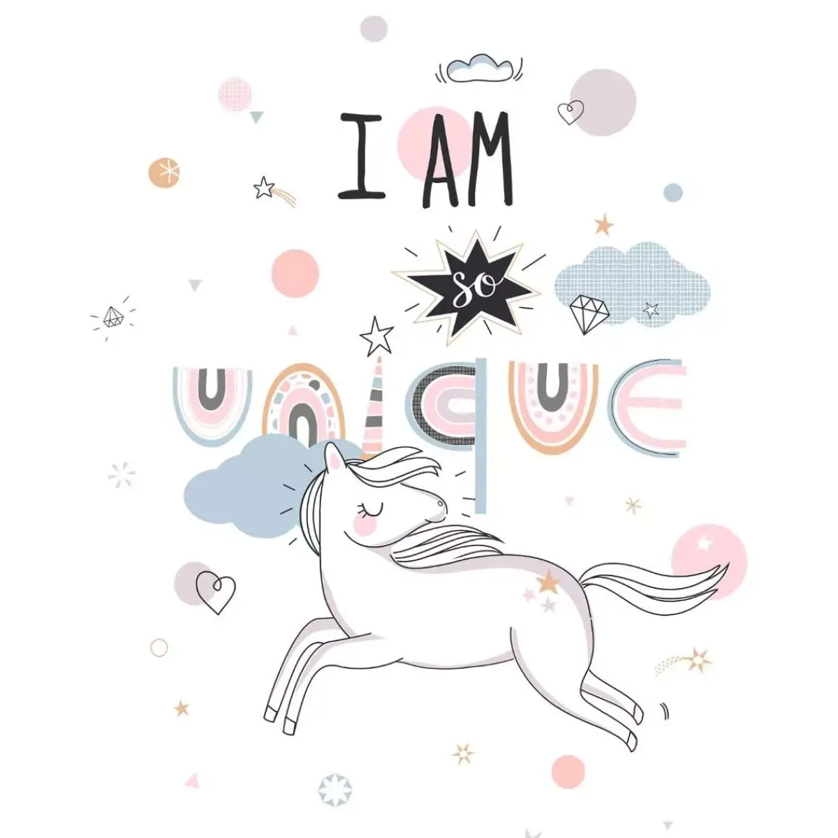 Copripiumino e una federa quadrata cotone (140 x 200 cm) Unicorno Biancheria Da Letto Bambini