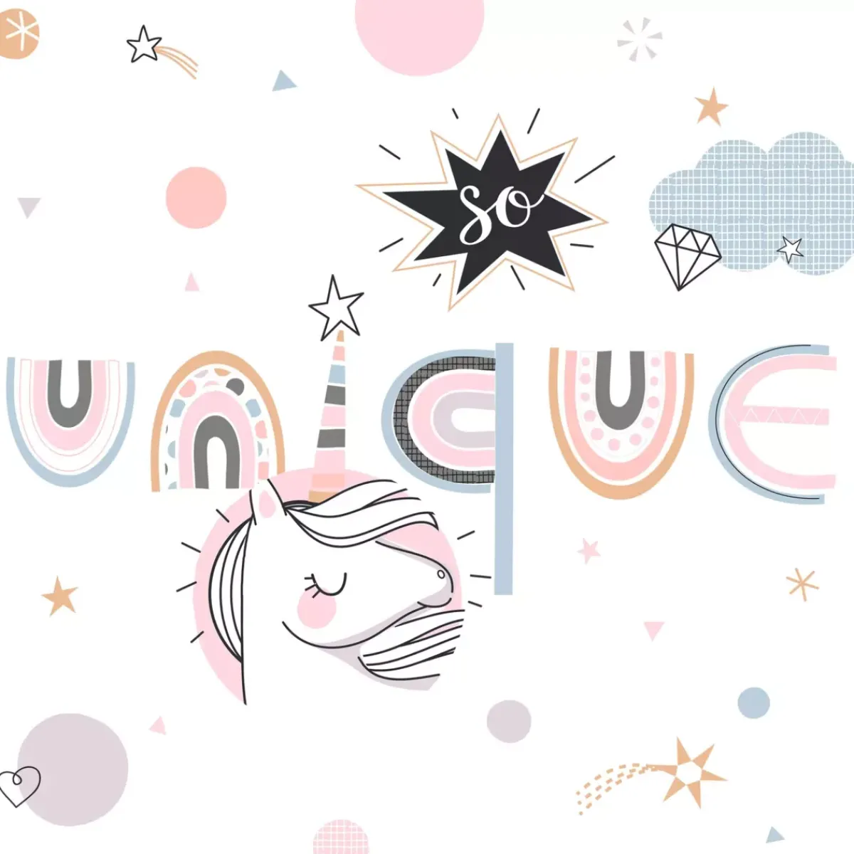 Copripiumino e una federa quadrata cotone (140 x 200 cm) Unicorno Biancheria Da Letto Bambini