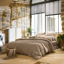 Discount Copripiumino garza di cotone (260 x 240 cm) Gaïa Marrone Copripiumini