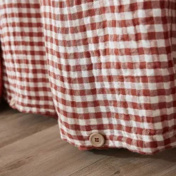 Clearance Copripiumino garza di cotone (240 x 220 cm) Gaïa vichy Terracotta Copripiumini