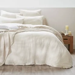 Outlet Copripiumino garza di cotone (260 x 240 cm) Gaïa vichy Beige Copripiumini