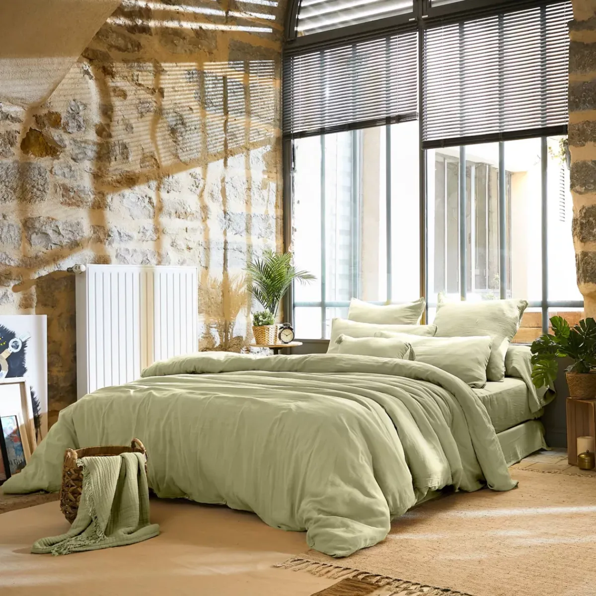 Discount Copripiumino garza di cotone (260 x 240 cm) Gaïa Copripiumini
