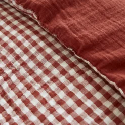 Copripiumino garza di cotone (260 x 240 cm) Gaïa vichy Terracotta Copripiumini