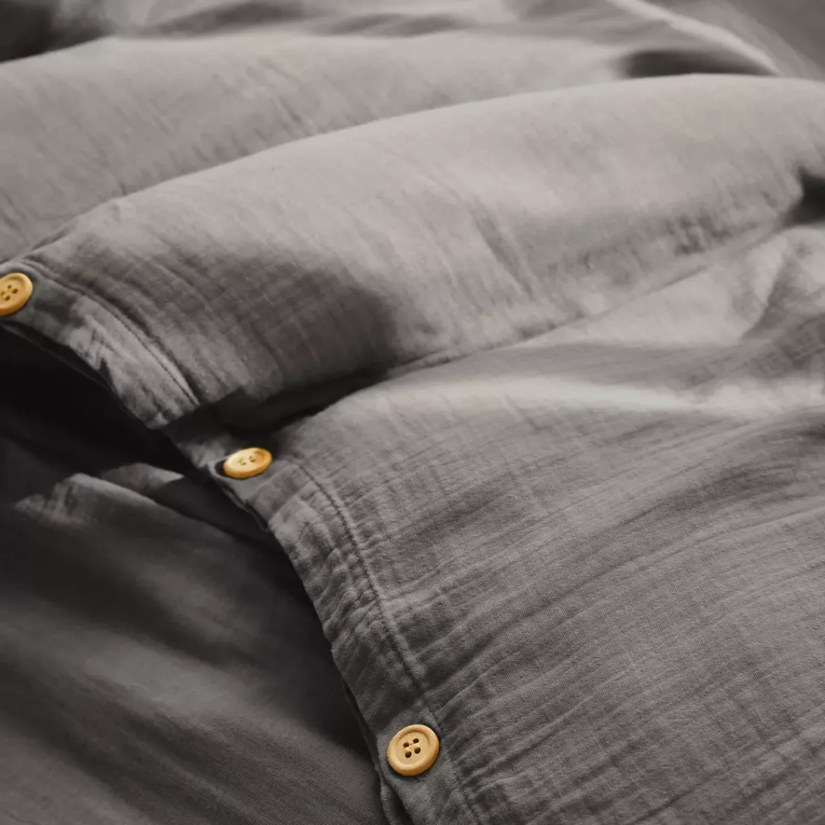 Sale Copripiumino garza di cotone (260 x 240 cm) Gaïa Grigio granito Copripiumini