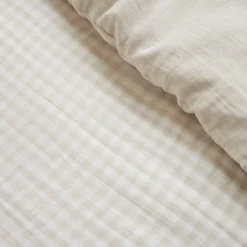 Discount Copripiumino garza di cotone (200 x 200 cm) Gaïa vichy Beige Copripiumini