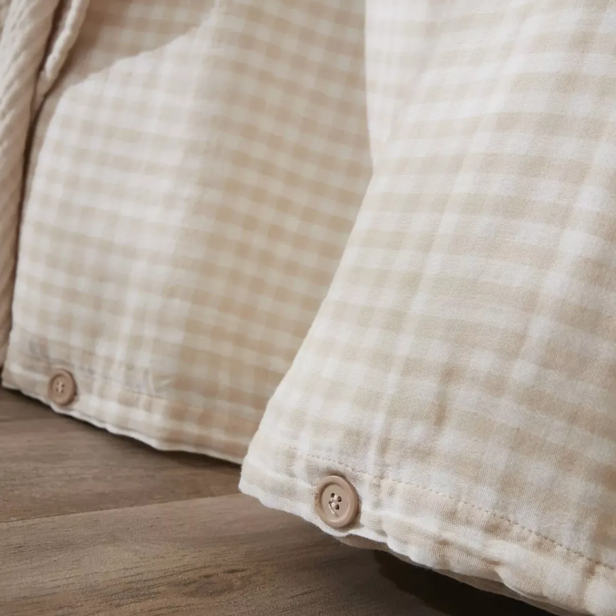 Hot Copripiumino garza di cotone (140 x 200 cm) Gaïa vichy Beige Copripiumini