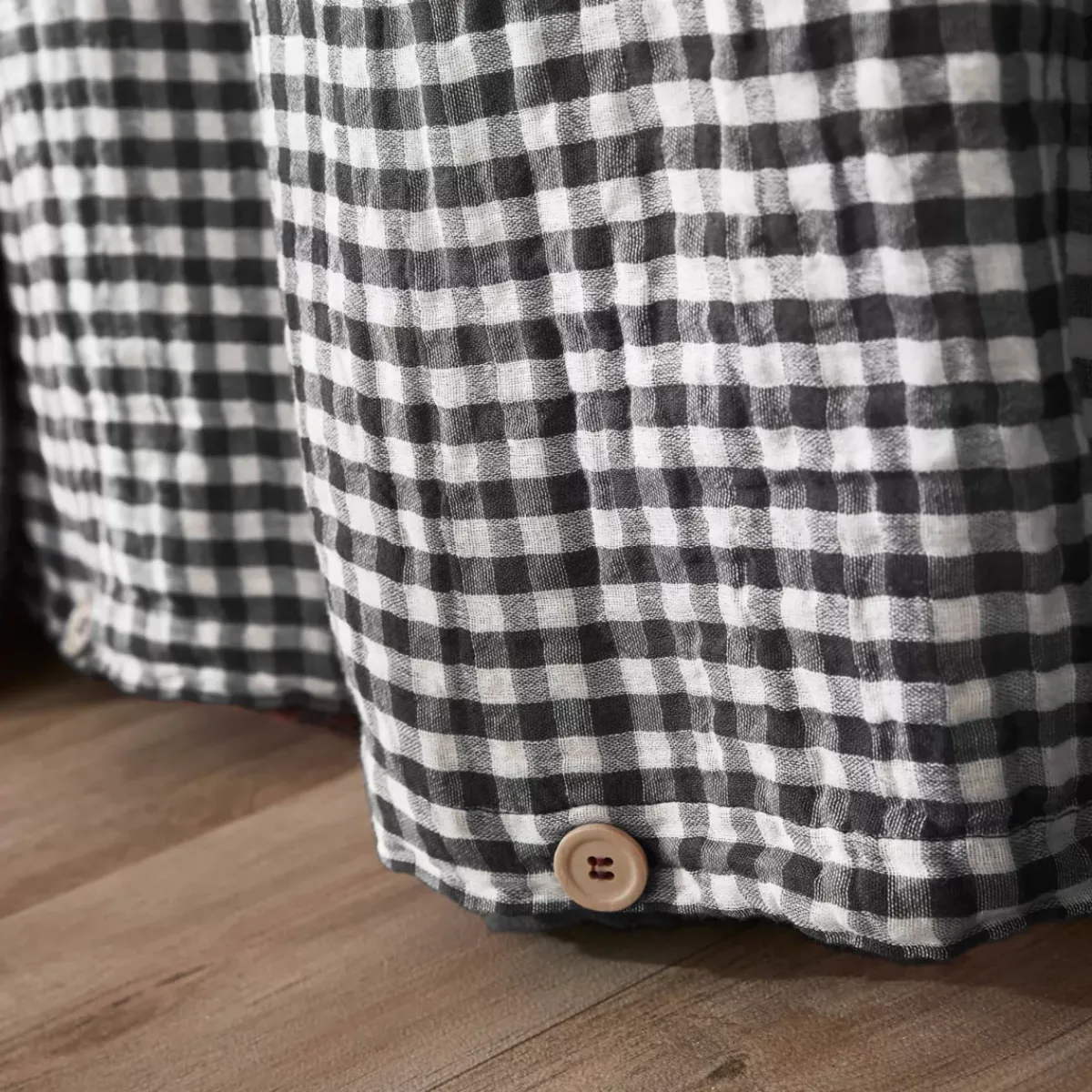 Sale Copripiumino garza di cotone (140 x 200 cm) Gaïa vichy Nero Copripiumini