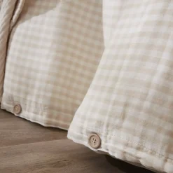 Sale Copripiumino garza di cotone (240 x 220 cm) Gaïa vichy Beige Copripiumini
