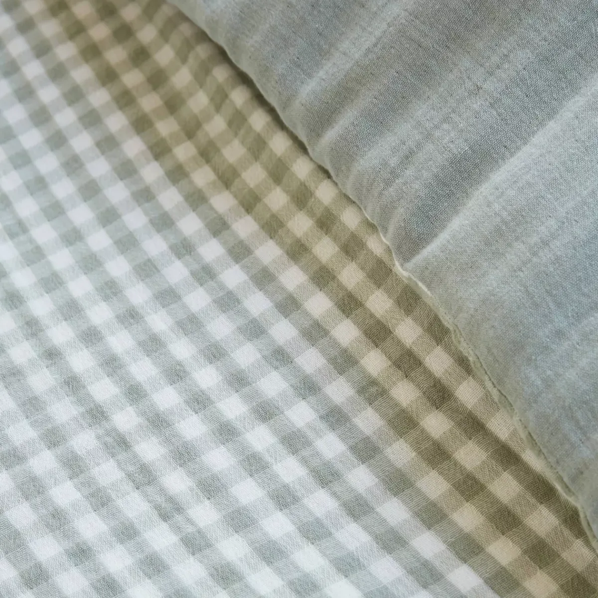 Outlet Copripiumino garza di cotone (260 x 240 cm) Gaïa vichy Verde eucalipto Copripiumini