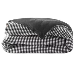 New Copripiumino garza di cotone Gaïa vichy Nero Copripiumini