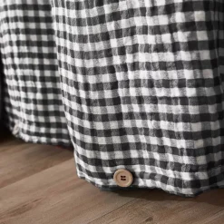 New Copripiumino garza di cotone Gaïa vichy Nero Copripiumini