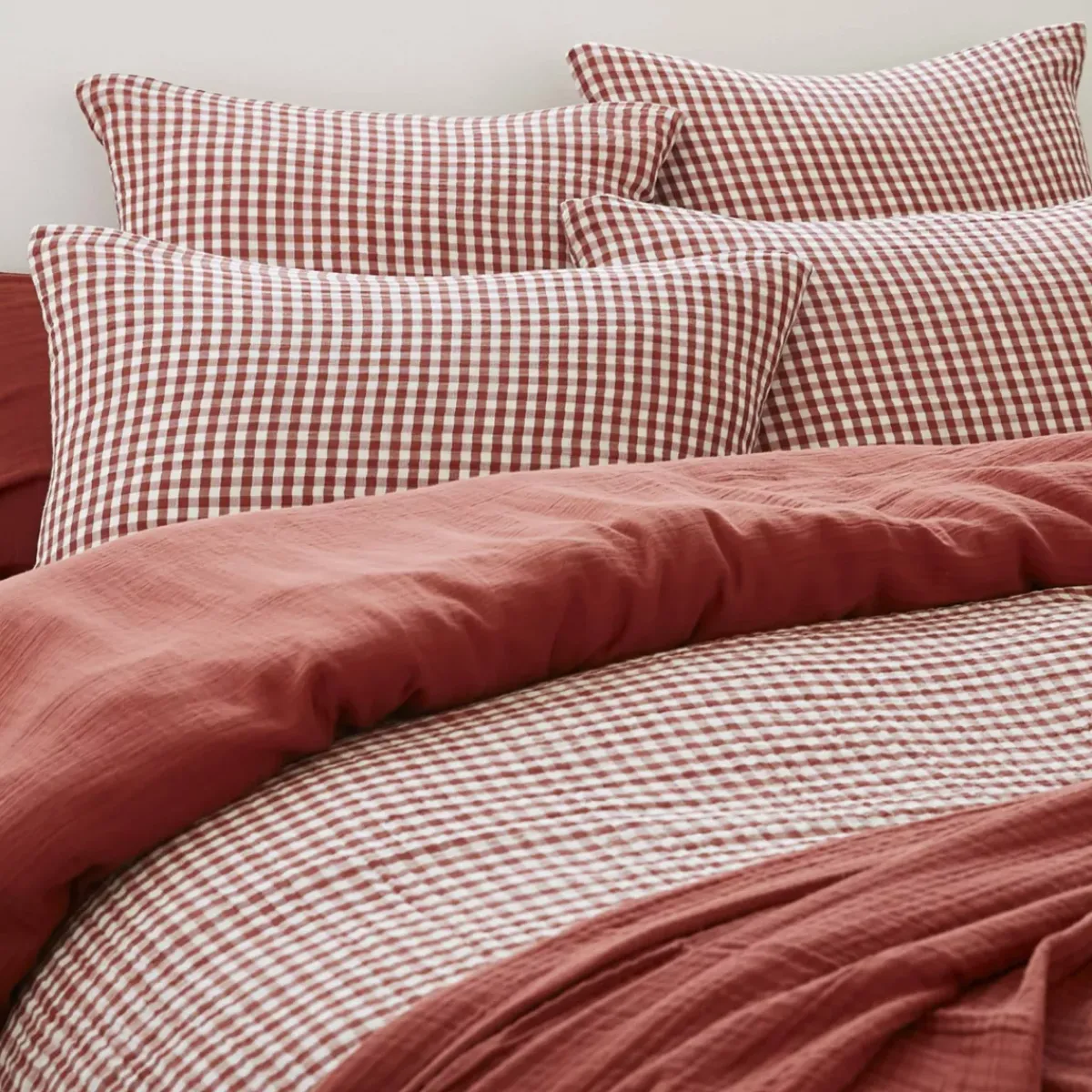Best Copripiumino garza di cotone Gaïa vichy Terracotta Copripiumini