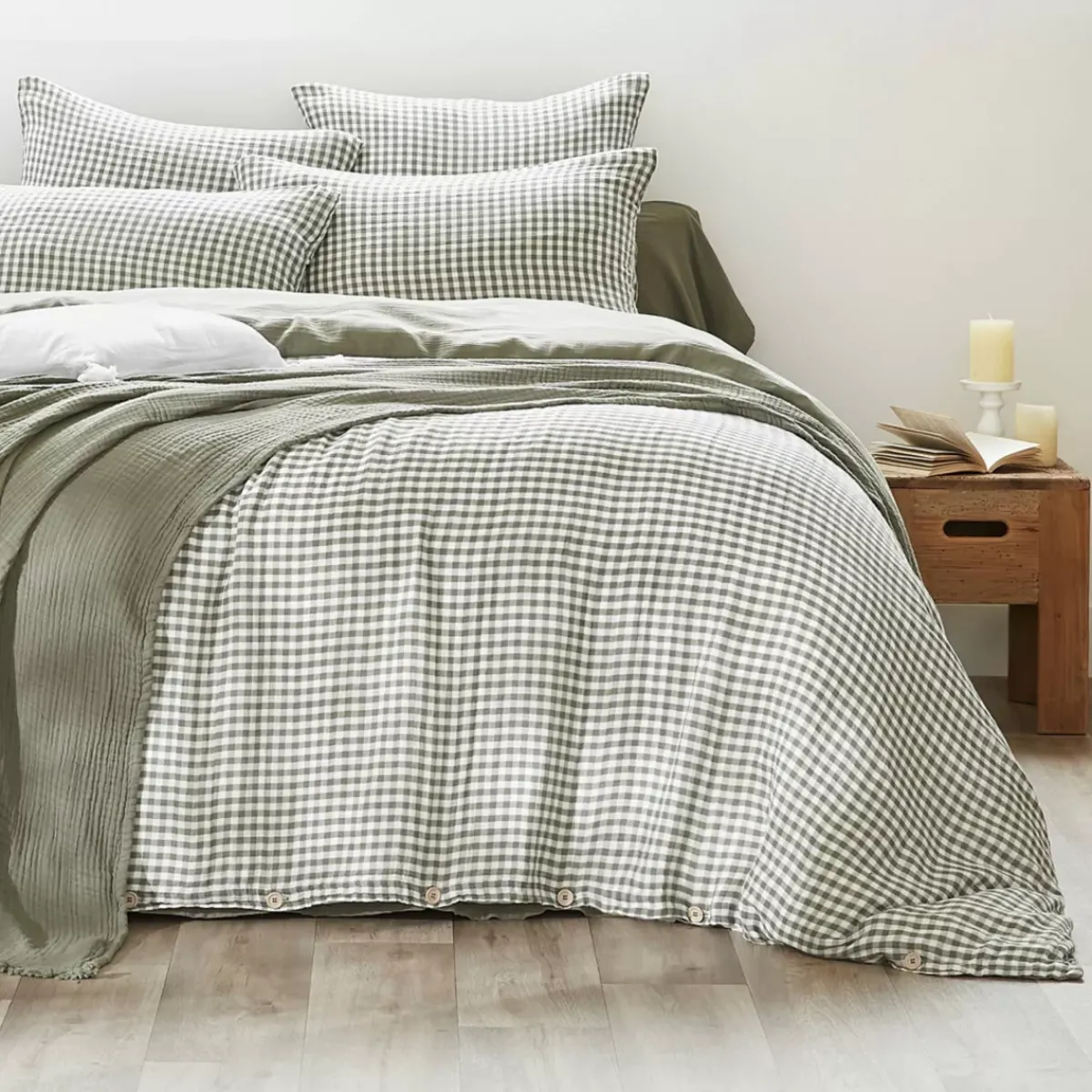 Best Copripiumino garza di cotone Gaïa vichy Verde rosmarino Copripiumini