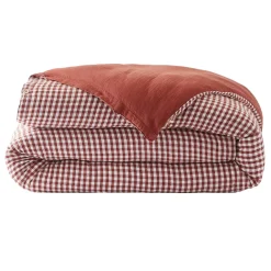 Discount Copripiumino garza di cotone (140 x 200 cm) Gaïa vichy Terracotta Copripiumini