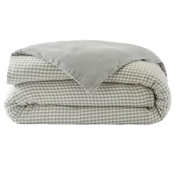 Outlet Copripiumino garza di cotone (140 x 200 cm) Gaïa vichy Verde eucalipto Copripiumini