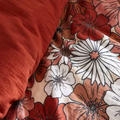 New Copripiumino in garza di cotone (140 x 200 cm) Gaïa azalea Terracotta Copripiumini