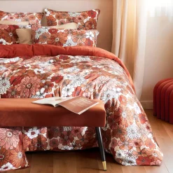 New Copripiumino in garza di cotone (140 x 200 cm) Gaïa azalea Terracotta Copripiumini