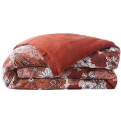 New Copripiumino in garza di cotone (140 x 200 cm) Gaïa azalea Terracotta Copripiumini