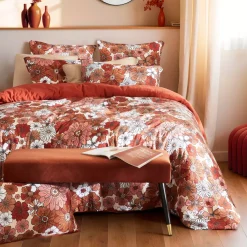 Copripiumino in garza di cotone (240 x 220 cm) Gaïa azalea Terracotta Copripiumini