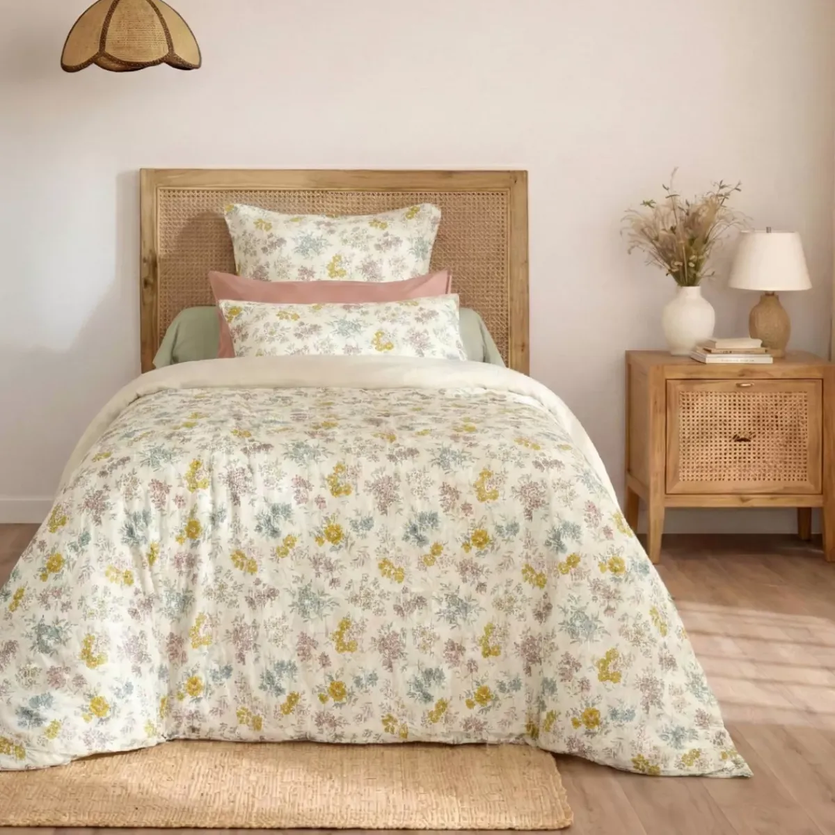 Discount Copripiumino in garza di cotone reversibile (140 x 200 cm) Gaïa Aquarelle Multicolore Copripiumini
