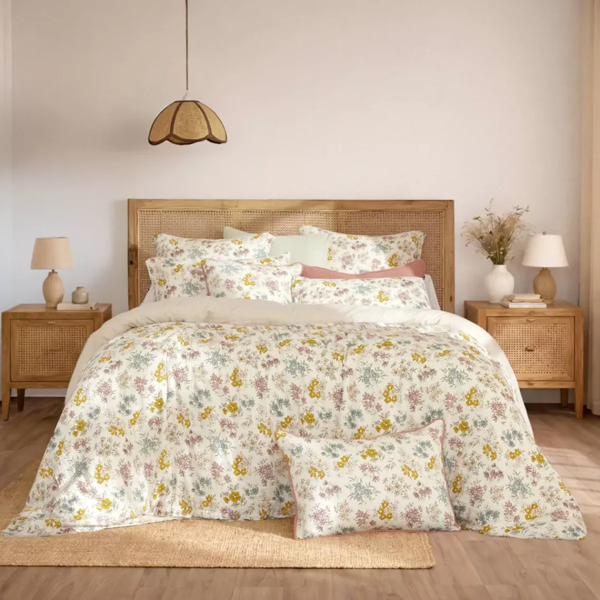 Clearance Copripiumino in garza di cotone reversibile (240 x 220 cm) Gaïa Aquarelle Multicolore Copripiumini