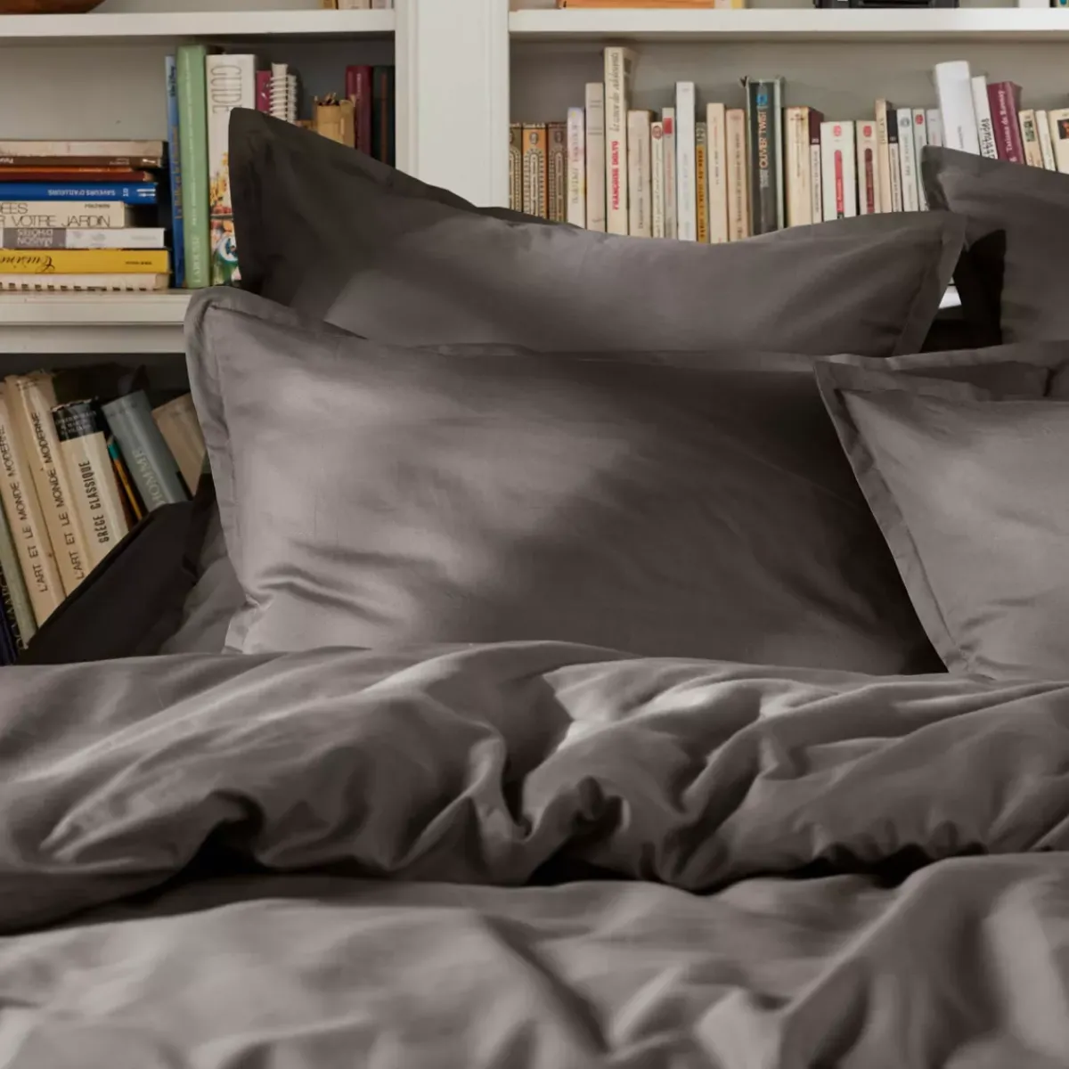 Discount Copripiumino percalle di cotone (140 x 200 cm) Cali Grigio Copripiumini