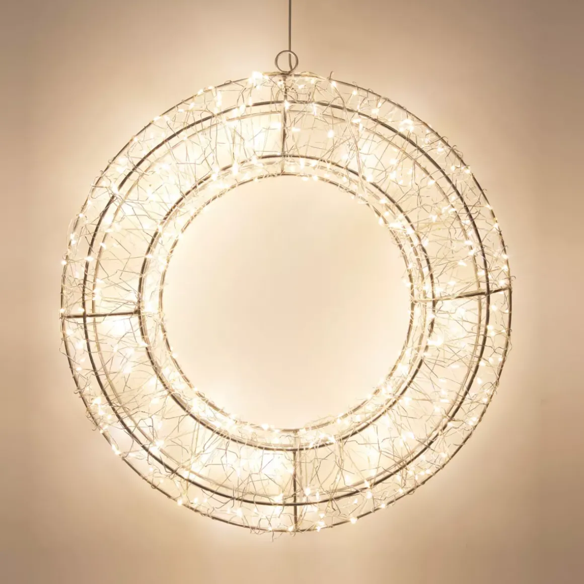 Corona di Natale luminosa 500 micro LED (D38 cm) Star Light Argento e bianco caldo