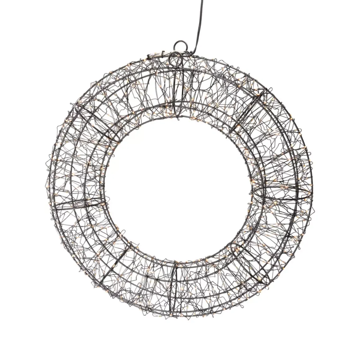 Corona di Natale luminosa 500 micro LED (D38 cm) Star Light Nero e bianco caldo