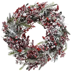 Corona di Natale Rosso e brinato D60 cm