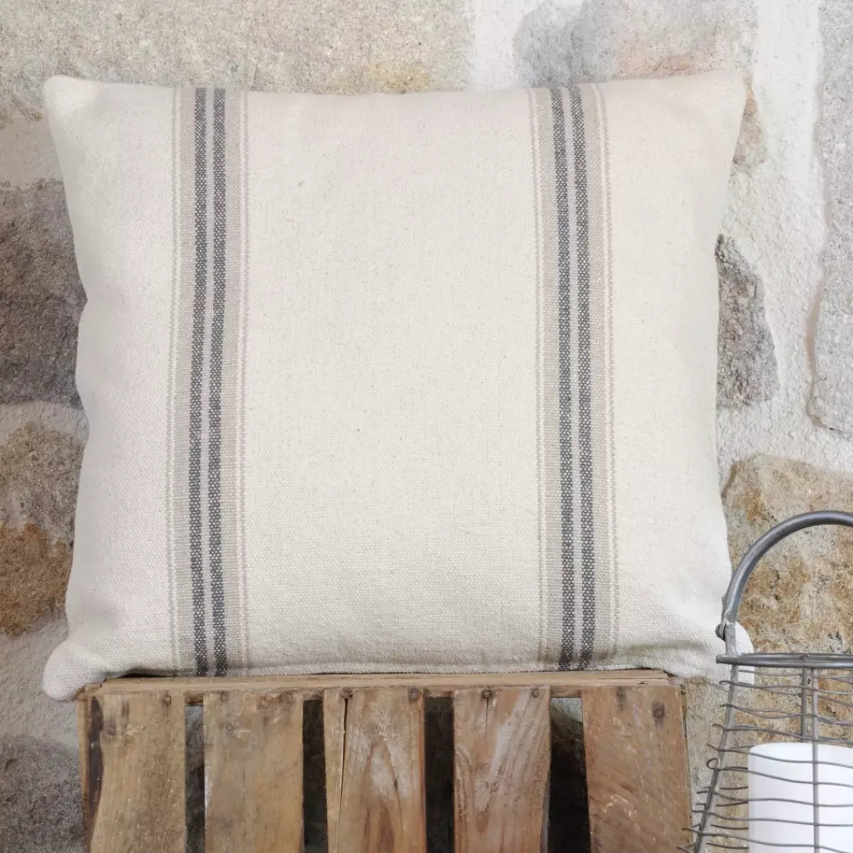Sale Cuscino quadrato cotone (50 cm) Montauban Grigio Cuscini E Fodere