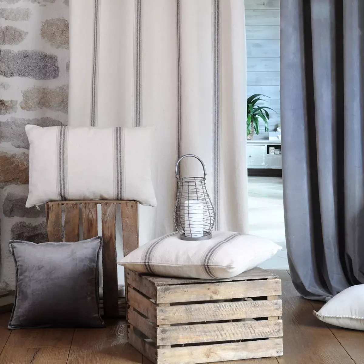 Sale Cuscino quadrato cotone (50 cm) Montauban Grigio Cuscini E Fodere