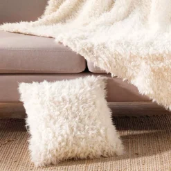 Discount Cuscino quadrato ecopelliccia (45 x 45 cm) Pecora Cuscini E Fodere