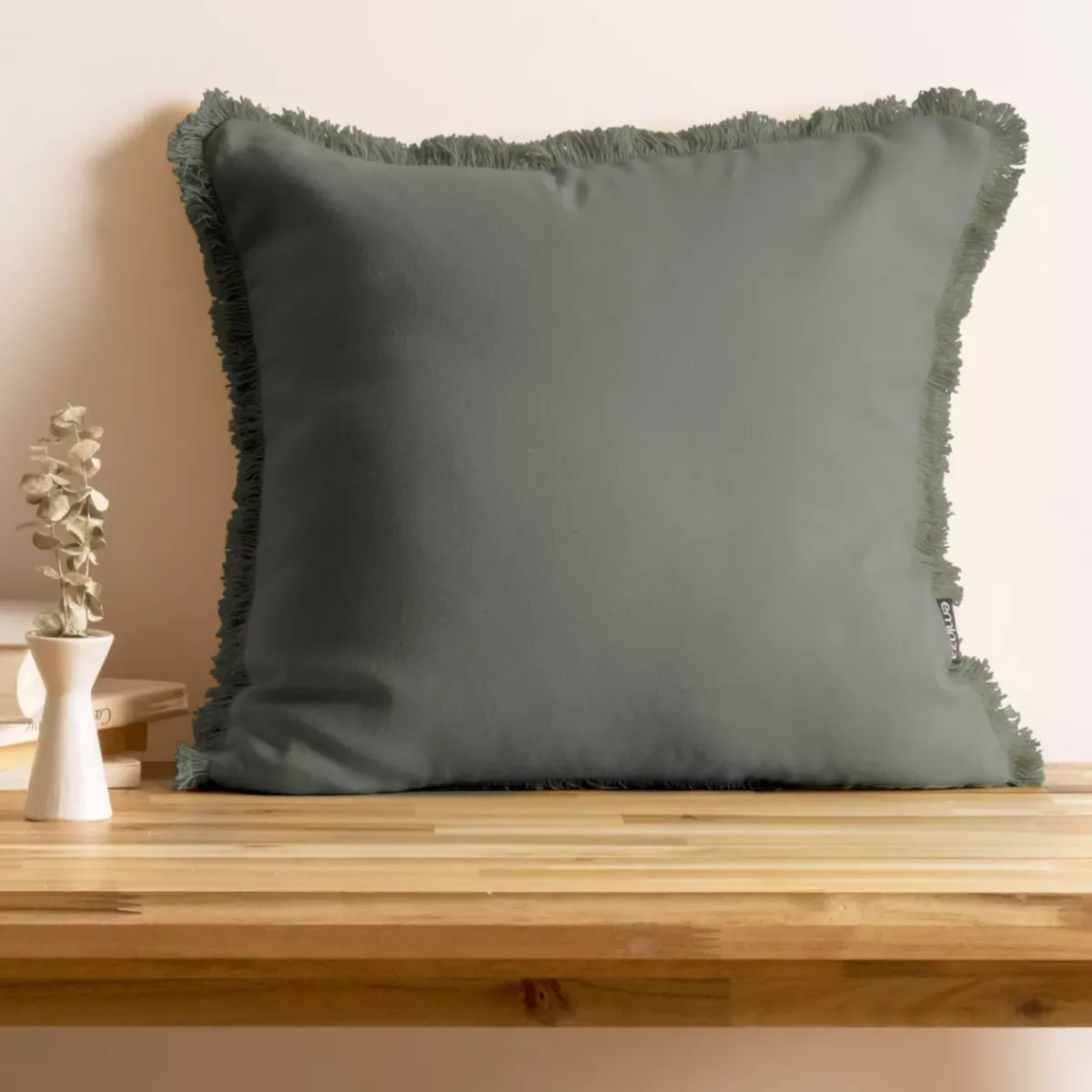 Outlet Cuscino quadrato in cotone (45 x 45 cm) Pixel con frange Cuscini E Fodere