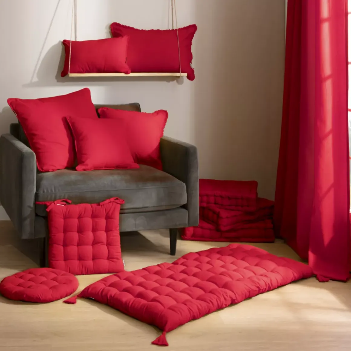 Cuscino quadrato in cotone (40 x 40 cm) Pixel Rosso