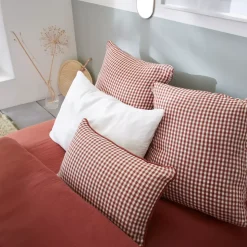 Cuscino quadrato in garza di cotone (45 x 45 cm) Gaïa vichy Terracotta